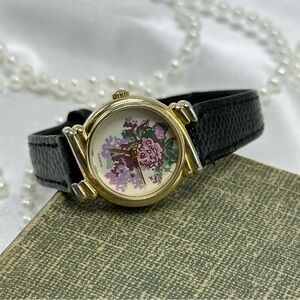 Vintage Gold Flower Dial Watch